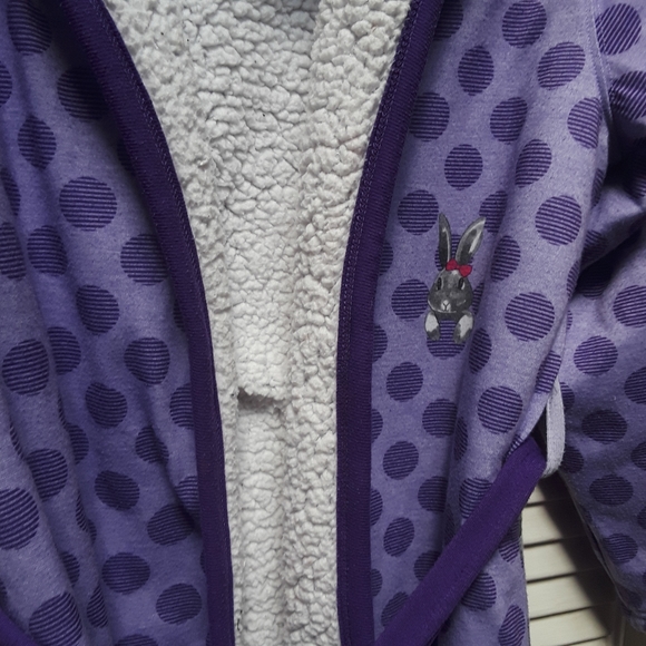 Woodrow & Friends Kid's  Sherpa Lined Robe Bunny Purple L (14/16) - Picture 4 of 10